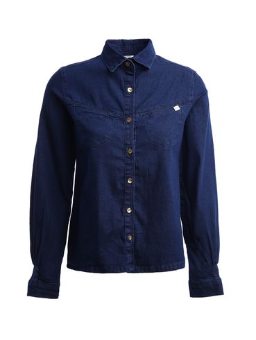 Camisa Jeans Manga Longa Feminina AZUL