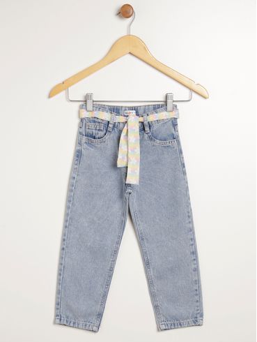 Calça Jeans Mom Kid+ Infantil Para Menina - AZUL