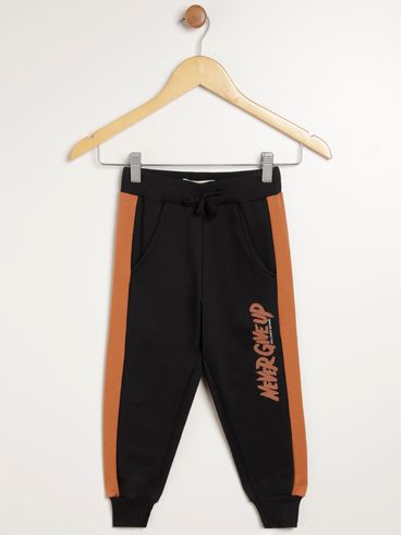 Calça Jogger Moletom Infantil Para Menino - PRETO/MARROM