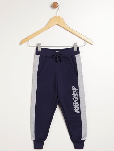 Calça Jogger Moletom Infantil Para Menino - MARINHO/MESCLA