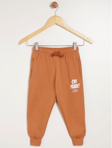 Calça Jogger Moletinho Infantil Para Menino - MARROM