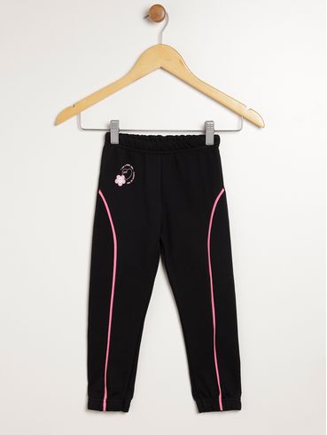 Calça Moletom Jogger Infantil Para Menina - PRETO