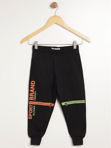 Calça Jogger Moletinho Infantil Para Menino - PRETO