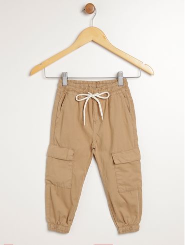 Calça Sarja Jogger Infantil Para Menino - CAQUI