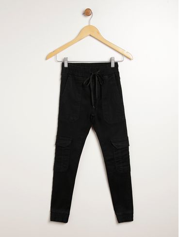 Calça Sarja Jogger Juvenil Para Menino - PRETO