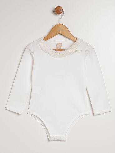 Body Infantil Para Menina - OFF WHITE