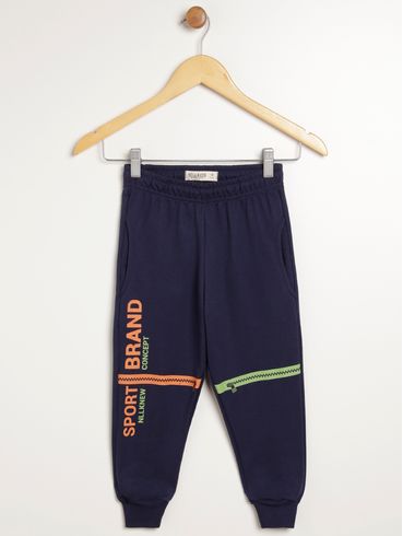 Calça Jogger Moletinho Infantil Para Menino - MARINHO