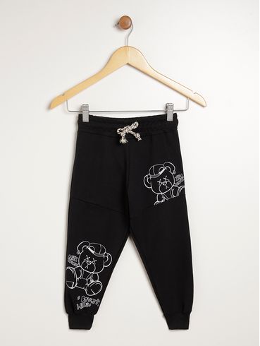 Calça Moletinho Jogger Infantil Para Menino - PRETO