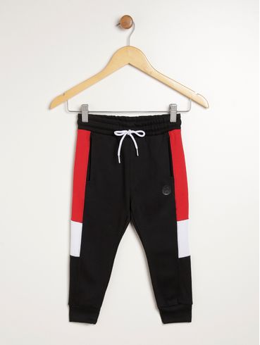 Calça Moletom Jogger Infantil Para Menino - PRETO