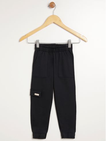 Calça Moletom Jogger Infantil Para Menina - PRETO