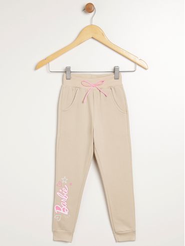 Calça Moletom Infantil Para Menina - BEGE