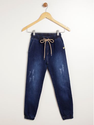 Calça Jeans Jogger Juvenil Para Menino - AZUL