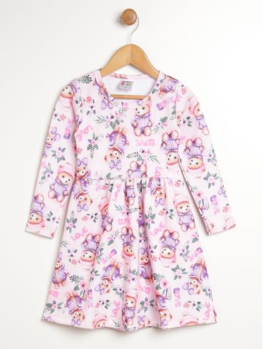 Vestido Manga Longa Infantil Para Menina - ROSA