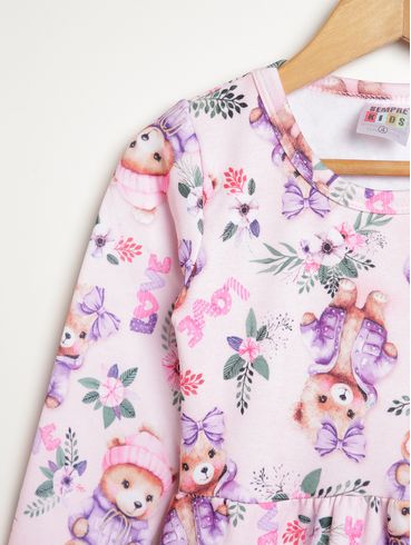 Vestido Manga Longa Infantil Para Menina - ROSA