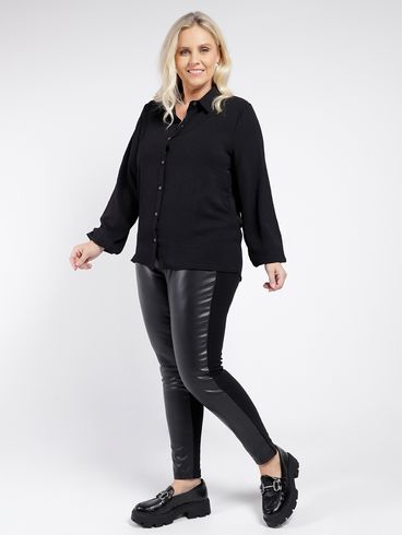 Camisa Manga Longa Plus Size Feminina PRETO