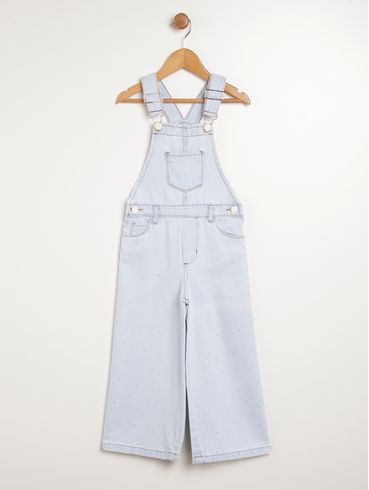 Macacão Jardineira Wide Leg Infantil Para Menina - AZUL