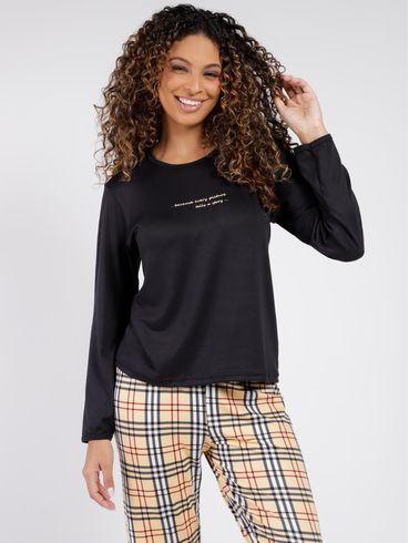 Pijama Longo Feminino PRETO