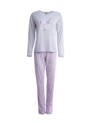 Pijama Longo Feminino MESCLA/LILAS