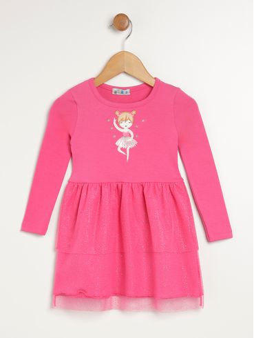 Vestido Manga Longa Flik Infantil Para Menina - ROSA