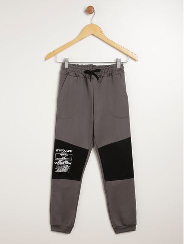 Calça Jogger Moletinho Juvenil Para Menino - CHUMBO