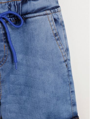 Calça Jeans Cargo Infantil Para Menino - AZUL