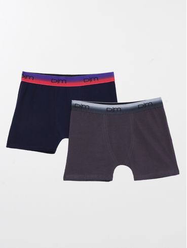 Kit com 02 Cuecas Masculinas Boxer MARINHO/GRAFITE