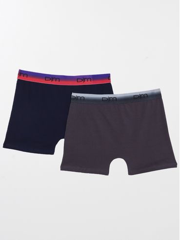 Kit com 02 Cuecas Masculinas Boxer MARINHO/GRAFITE