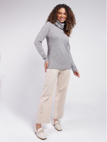 Blusa de Tricot Alongada Autentique Feminina CINZA