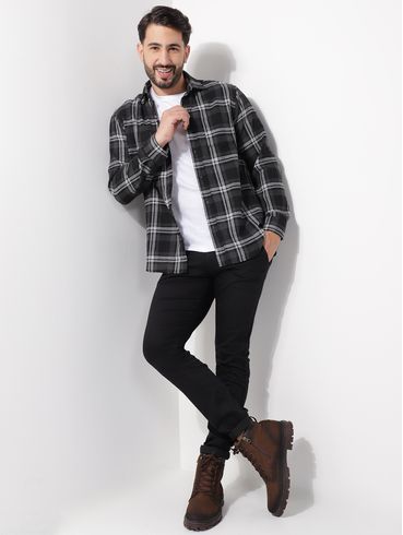 Camisa Flanela Manga Longa Vels Masculina PRETO