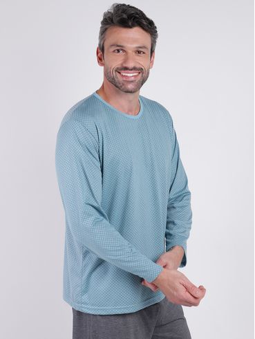 Pijama Longo Masculino AZUL/MESCLA ESCURO