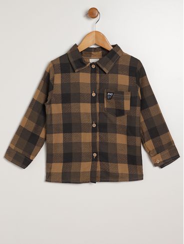 Camisa Xadrez Infantil Para Menino - MARROM