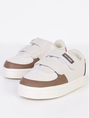 Tênis Infantil Para Bebê Menino - OFF WHITE/MARROM/VERMELHO