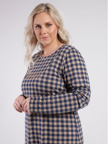 Camisola Xadrez Plus Size Feminina MARINHO