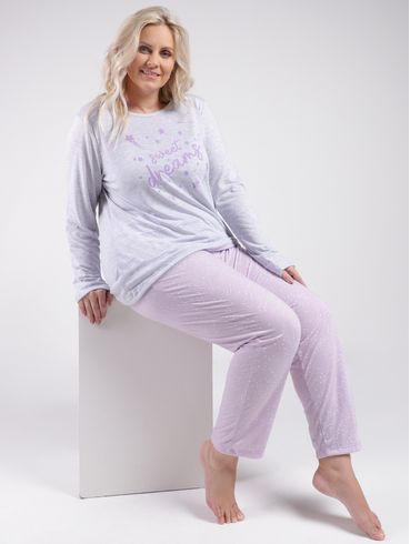 Pijama Plus Size Feminino MESCLA/LILAS