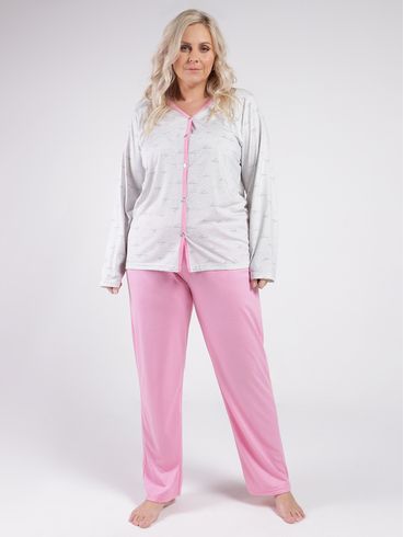 Pijama Longo Plus Size Feminino ROSA