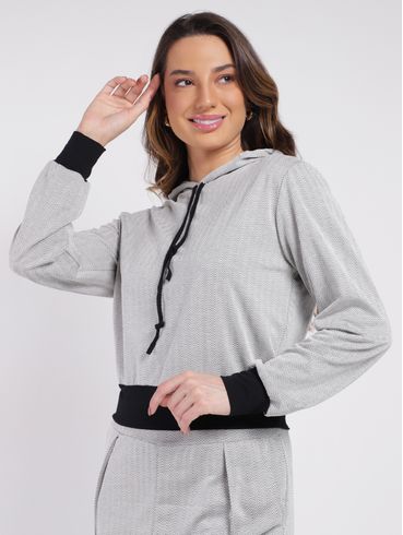 Blusa com Capuz Autentique Feminina CINZA