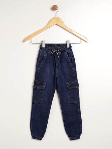 Calça Jeans Jogger Infantil Para Menino - AZUL