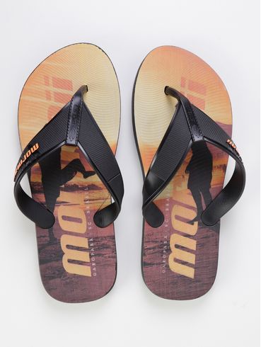 Chinelo Mormaii Tropical Grafics Masculino PRETO/LARANJA