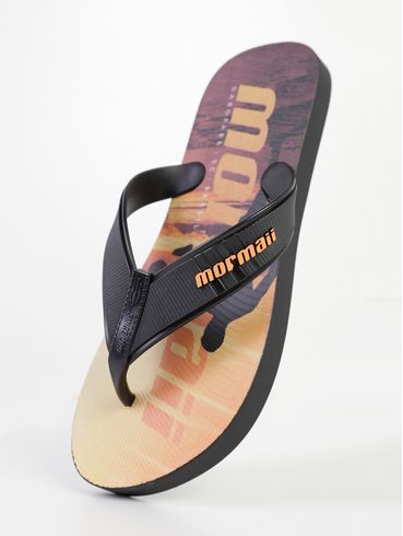 Chinelo Mormaii Tropical Grafics Masculino PRETO/LARANJA