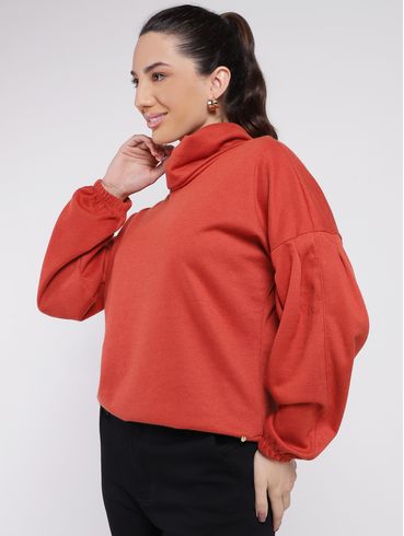 Blusa de Tricot Gola Alta Feminina TELHA