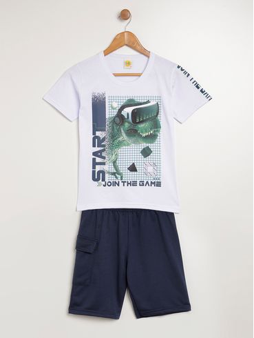 Conjunto Curto Juvenil Para Menino - BRANCO