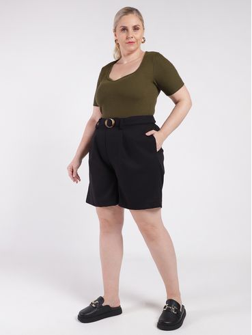 Bermuda Sarja Plus Size Feminina PRETO