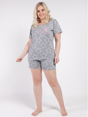 Pijama Curto Plus Size Feminino MESCLA