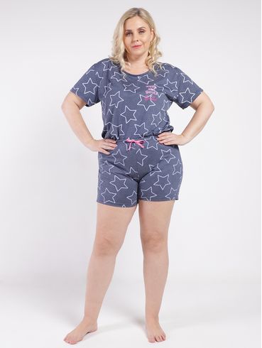 Pijama Curto Plus Size Feminino MARINHO