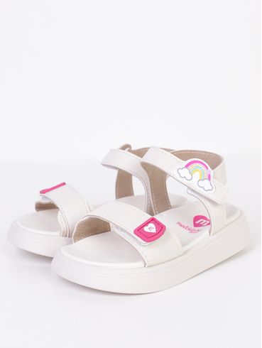 Sandália Molekinha Infantil Para Bebê Menina - BRANCO/ROSA