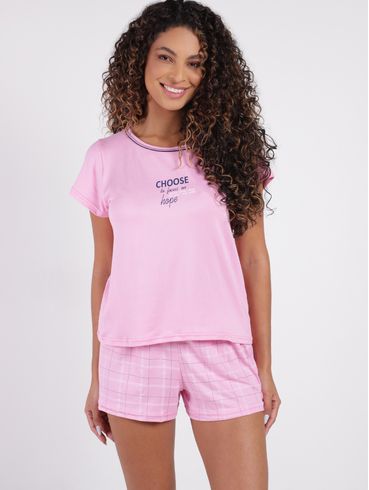 Pijama Curto Suede Feminino ROSA CLARO