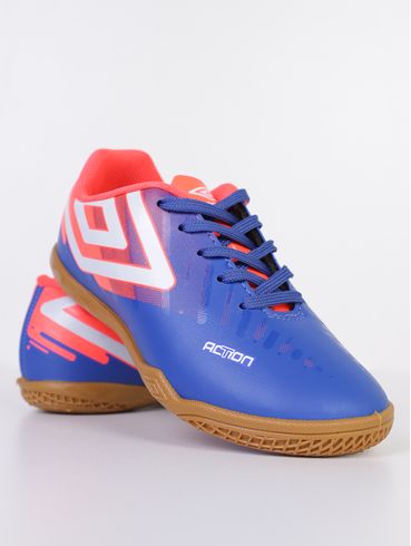 Tênis Futsal Umbro Juvenil Para Menino - AZUL/LARANJA/BRANCO