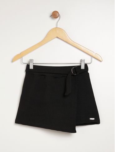 Short Saia Juvenil Para Menina - PRETO