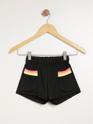 Short Malha Moletinho Infantil Para Menina - PRETO