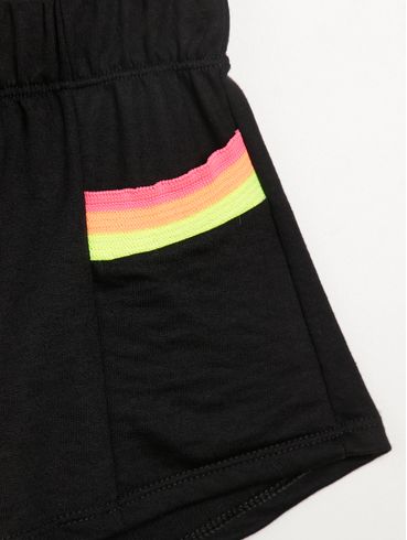 Short Malha Moletinho Infantil Para Menina - PRETO